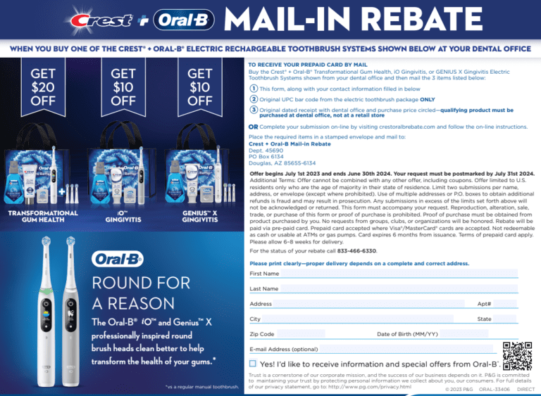 Printable Oral-B Rebate Form 2024 - PrintableRebateForm.net