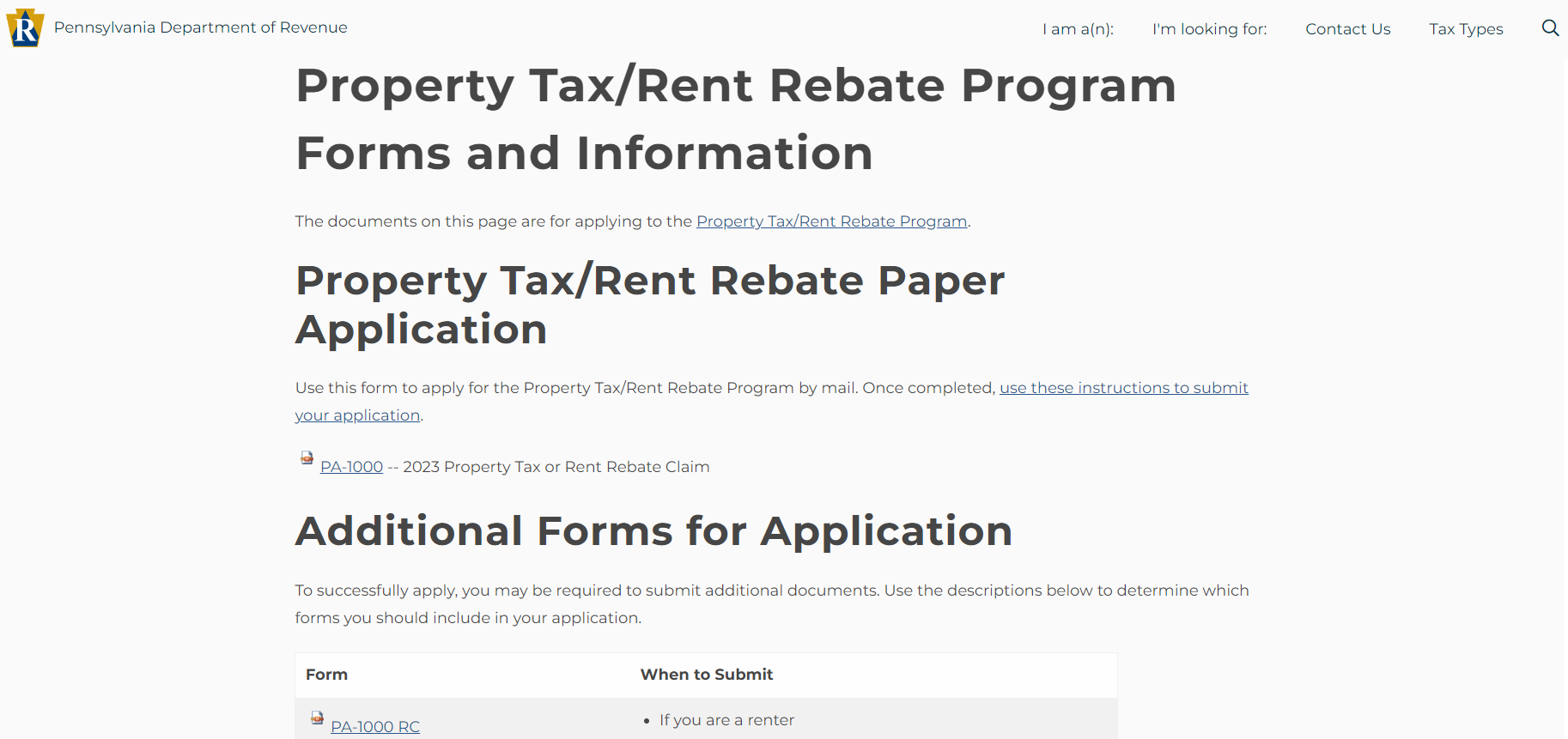 2024 Rent Rebate Form