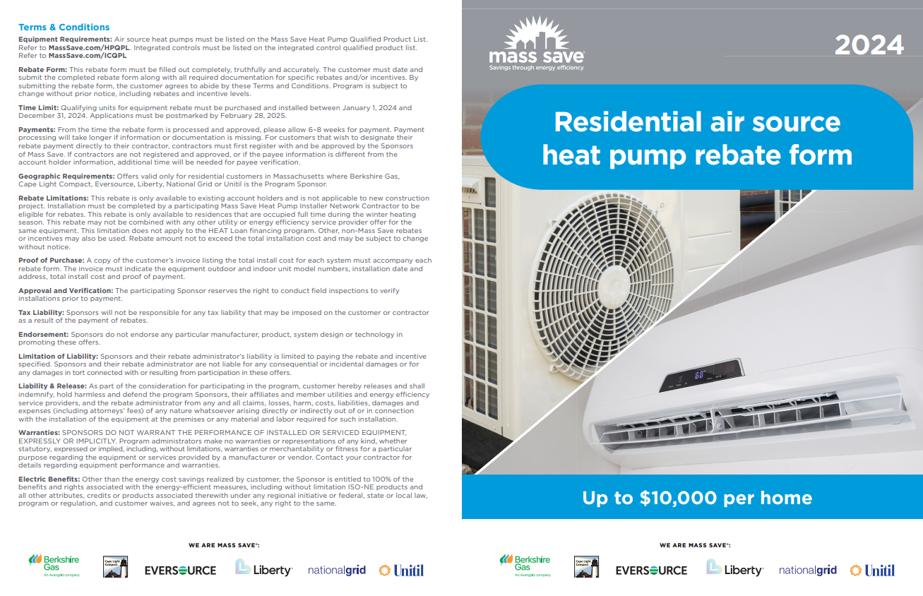 2024 Residential Air Source Heat Pump Energy Optimization Rebate Form