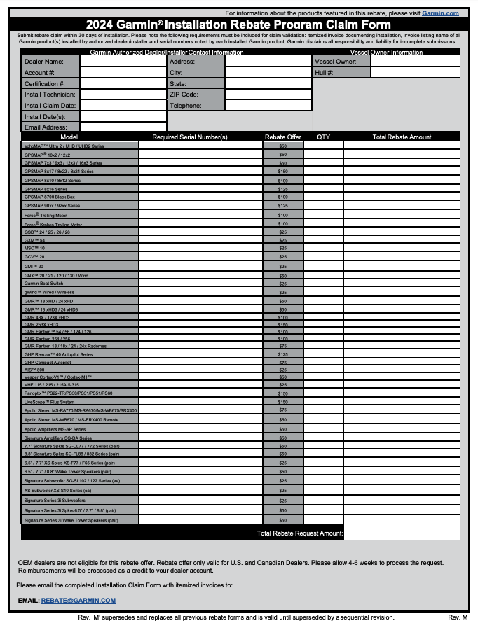 Garmin Vector Rebate Form 2024